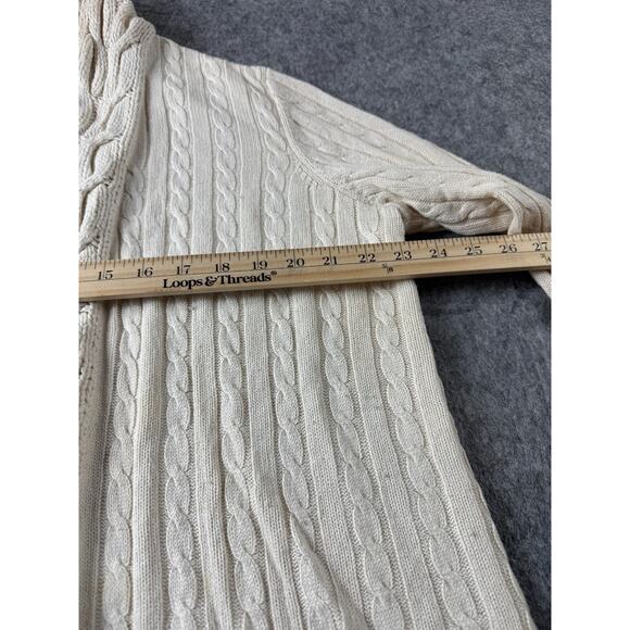 Ralph Lauren Cardigan Sweater Cable Knit Silk Cashmere Size XL Cream READ - Picture 10 of 16